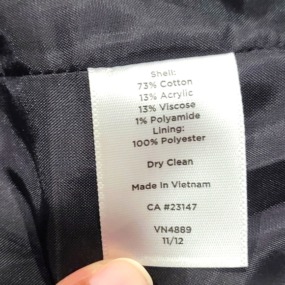 14WP Talbots Tweed Cotton Blend Button Down Blazer Suit Jacket with Fringe Trim - Picture 6 of 7